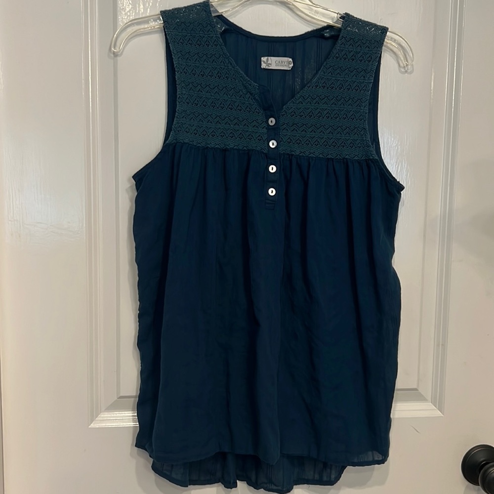 Carve Designs sleeveless top, navy, Sz S